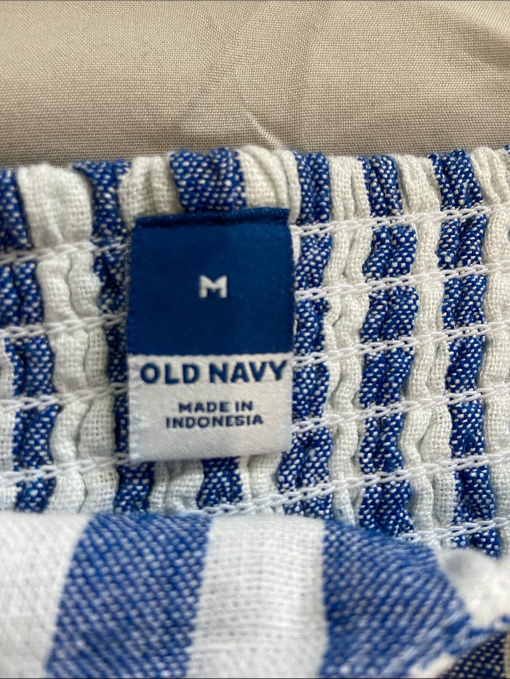 Old Navy Blue & White Striped linen blend Midi Dress Sz M - Picture 2 of 7